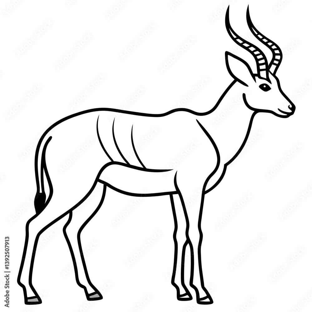 Obraz premium One-Line Antelope Vector Illustration