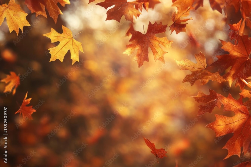Golden Autumn Leaves: A Seasonal Background of Falling Foliage Golden Autumn Leaves: A Seasonal Background of Falling Foliage