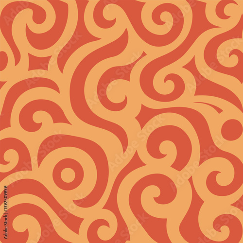 Groovy Background with Curved Lines, Retro Style Vector Illustration