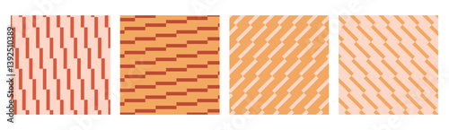 Set of Groovy Background with Steps Line, Retro Style Vector Illustration