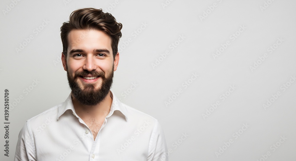 爽やか笑顔の男性ポートレート 白背景 ソフトな光で清潔感漂う 爽やか笑顔の男性ポートレート 白背景 ソフトな光で清潔感漂う