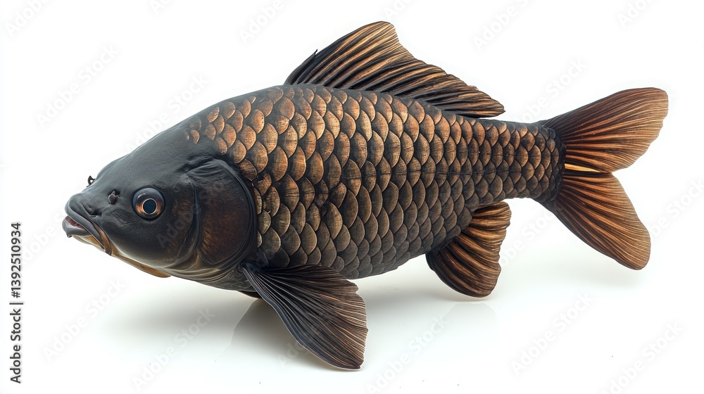 Fototapeta premium Gold-bronze carp fish isolated on white
