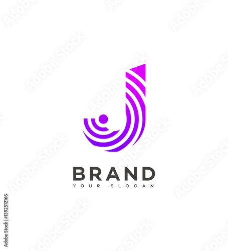 Purple J Letter Logo Design Brand Identity Visual