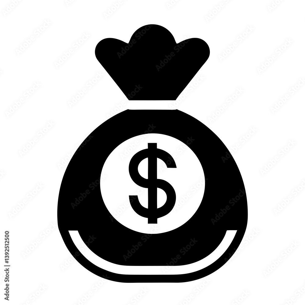 Black Money Bag Icon Symbolizing Wealth Saving Or Donation Concept Illustration Black Money Bag Icon Symbolizing Wealth Saving Or Donation Concept Illustration