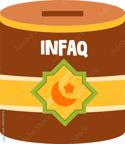 Islamic Charity Donation Box: Infaq, Crescent Moon & Star Design