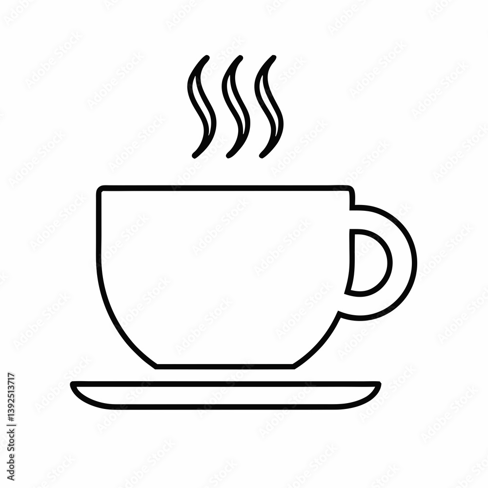 Hot Coffee Or Tea Cup Outline Icon With Steam Simple Design Hot Coffee Or Tea Cup Outline Icon With Steam Simple Design