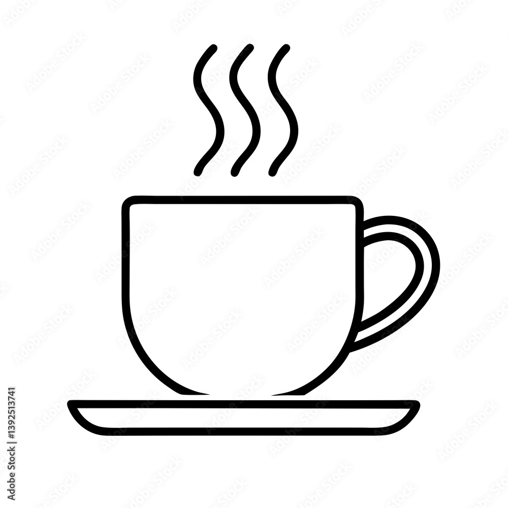 Simple Line Art Illustration Of Hot Cup Of Coffee Or Tea Simple Line Art Illustration Of Hot Cup Of Coffee Or Tea