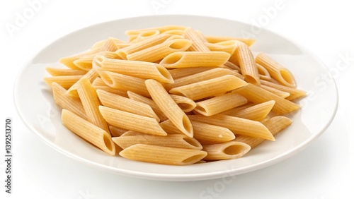 Penne rigate pasta isolated on transparent or white background, png