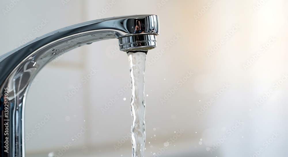 Close-up of a Kitchen Faucet Running Water AI Generated Close-up of a Kitchen Faucet Running Water AI Generated