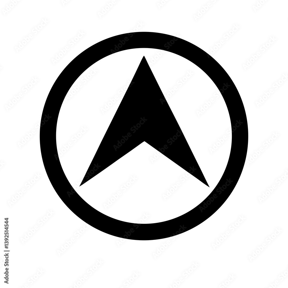 Upward Direction Icon In Circle Graphic Navigation Symbol Black And White Upward Direction Icon In Circle Graphic Navigation Symbol Black And White