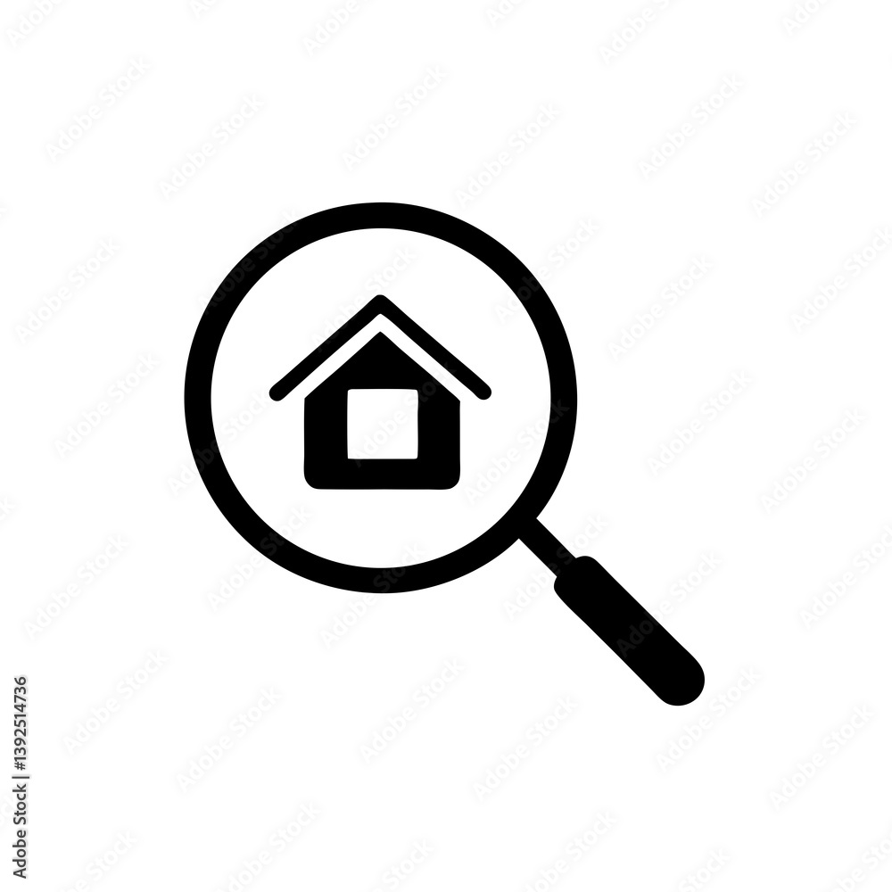 Finding A Home Real Estate Search Magnifying Glass Icon Symbol Finding A Home Real Estate Search Magnifying Glass Icon Symbol
