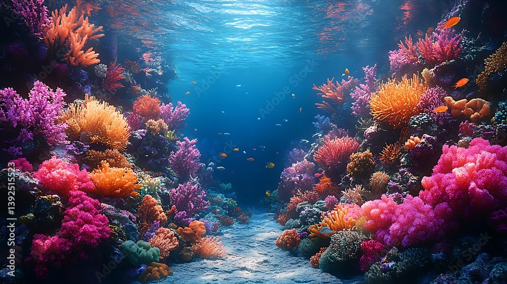 Naklejka premium Tropical ocean floor coral beauty high resolution wallpaper