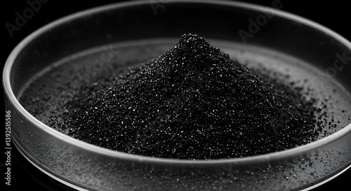 Petri dish containing graphene powder, which is light, electrically conductive, rigid, and waterproof.

