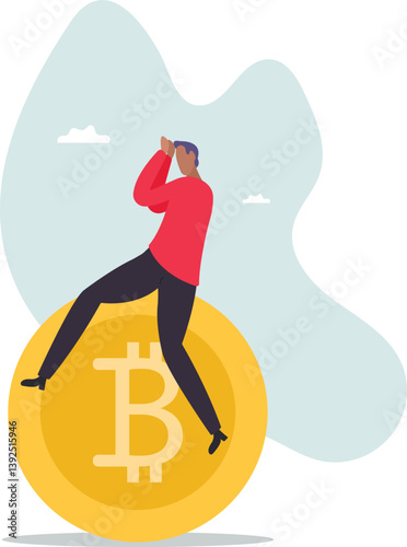 Bitcoin hodl, holder who buy bitcoin or crypto currency for long term investment, crypto investing or believe in Bitcoin independence.character for design.