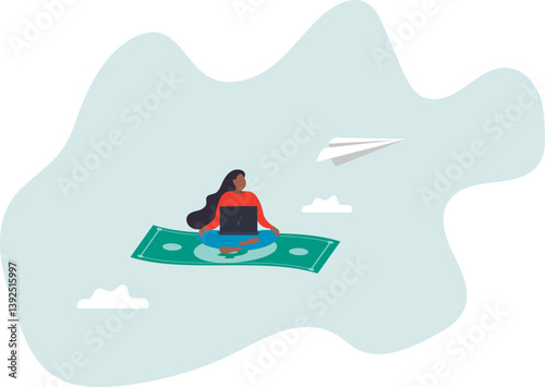 Online business making money, salary or multi income stream, side hustle or side gig earning, investment return.character for design.