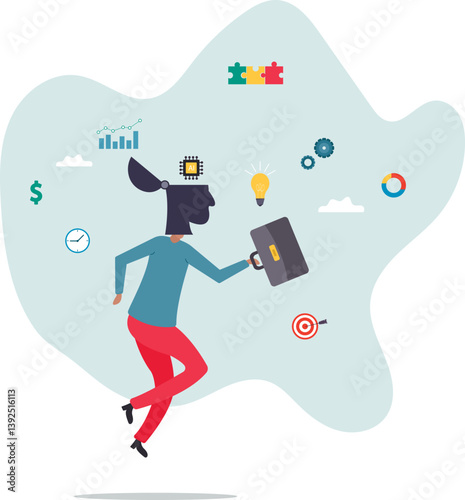 Learn new skills, knowledge or ability to work achieve success, new idea, training or study new skills,character for design.
