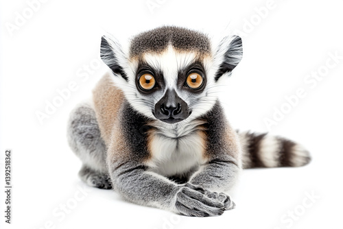 a lemur sitting on the ground with its paws on the ground