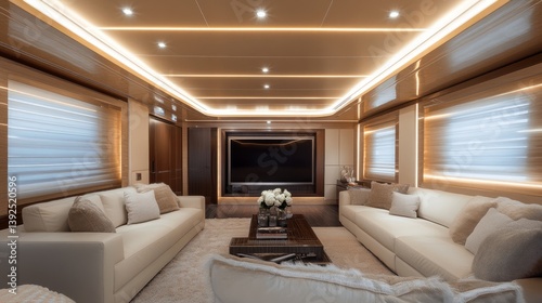Decorative recessed ceiling design illuminated by warm LED strip lights, creating a sleek, inviting vibe