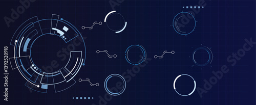 Futuristic Technology Interface with Abstract Network on Dark Blue