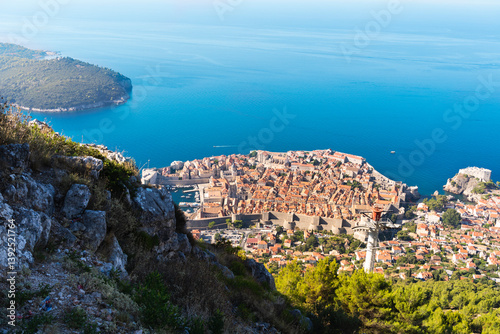 Fototapeta Naklejka Na Ścianę i Meble -  Old City of Dubrovnik near Adriatic Sea, Unesco World Heritage, Castle View, Croatia