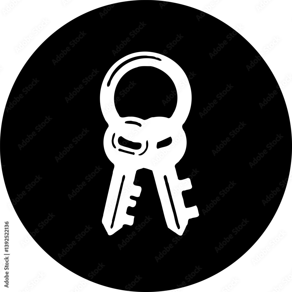 Fototapeta premium Stylized depiction of clustered keys against a dark circular backdrop