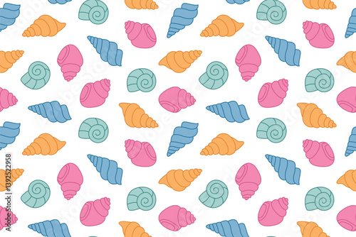 Obraz na płótnie seamless summer pattern of sea shells, great for summer-themed apparel, home decor items, wallpapers, packaging- vector illustration w salonie