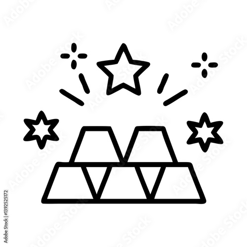 Gold bars stack with star sparkle vector, wealth and treasure concept, finance and investment design element