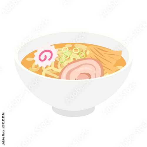 佐野ラーメン。フラットなベクターイラスト。
Sano ramen. Flat vector illustration.