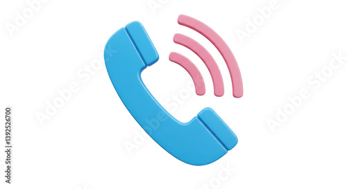 Isolated Blue Telephone Receiver with Sound Waves