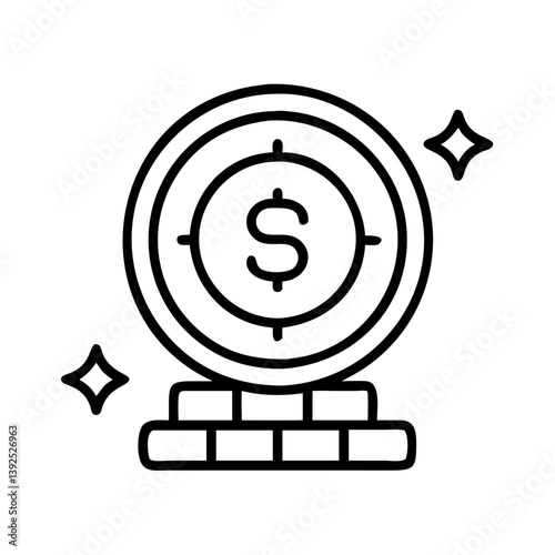 Financial goal achievement icon target money wealth success investment strategy and business plan 