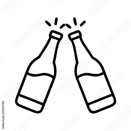 Two beer bottles clinking cheers vector illustration for celebration party alcohol drink and beverage design 