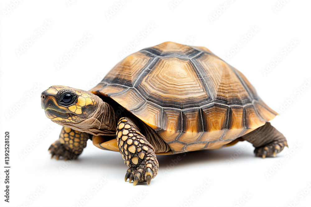 Fototapeta premium a small turtle is standing on a white surface
