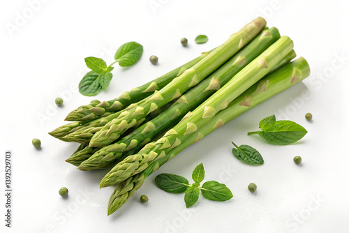 Raw Garden Asparagus, Fresh Green Spring Vegetables, Asparagus Officinalis Edible Sprouts stock photo