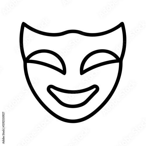 Happy theater mask vector icon illustration representing drama comedy and performance art with simple outline style