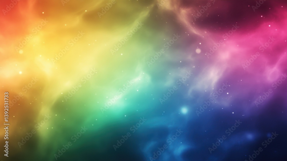 Vibrant, swirling rainbow spectrum with a subtle, starry texture. A colorful and ethereal abstract background