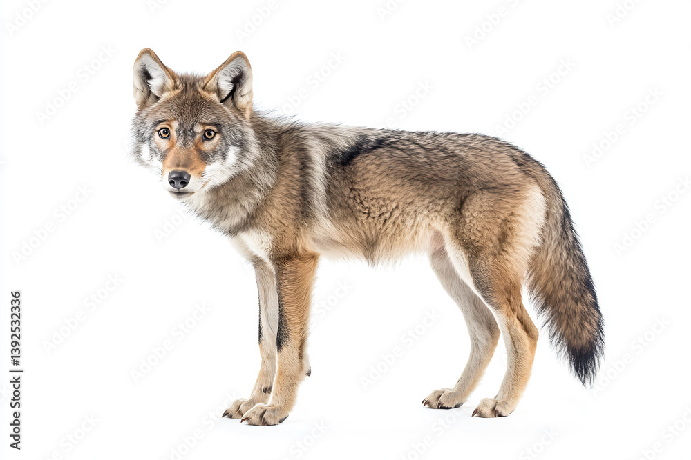 a wolf standing in the snow looking at the camera a wolf standing in the snow looking at the camera