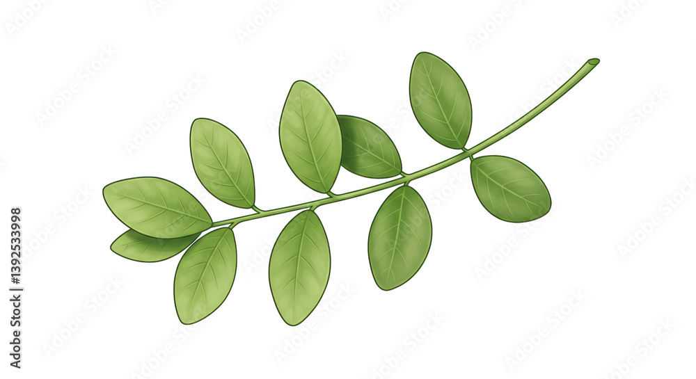 Naklejka premium Isolated Green Leaves Branch