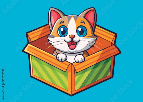 Cute cat peeking from a box.