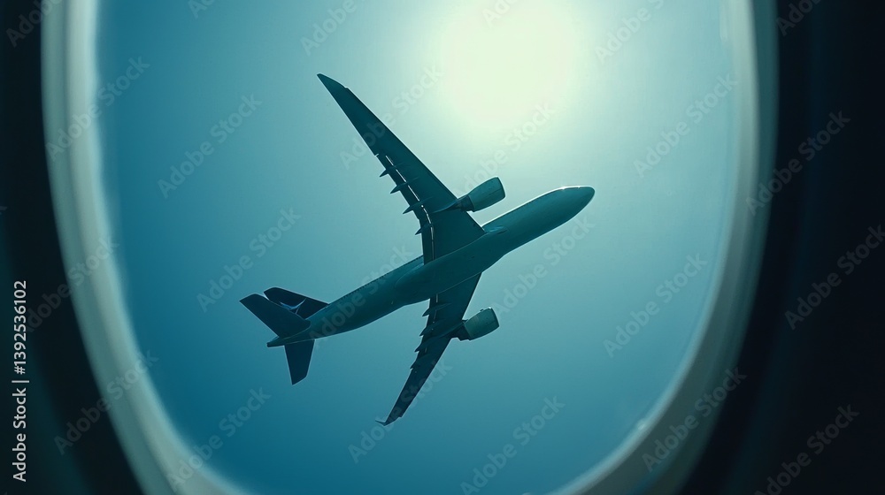 custom made wallpaper toronto digitalHighly detailed photograph of an airplane wing while in flight, featuring a clear blue sky, ample space for adding text, and excellent clarity due to sharp focus and clear illumination