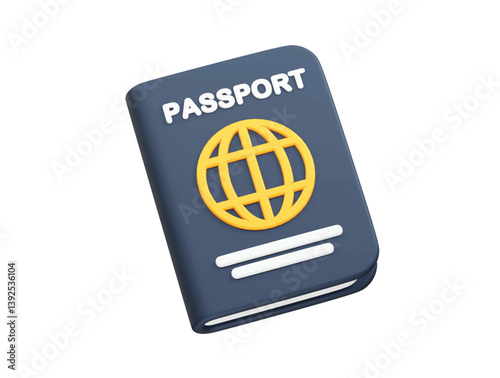 Passport with a globe icon 3d Passport icon 3d rendering illustration