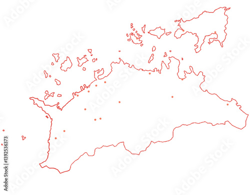 香川県　地図　白　斑点　イラスト