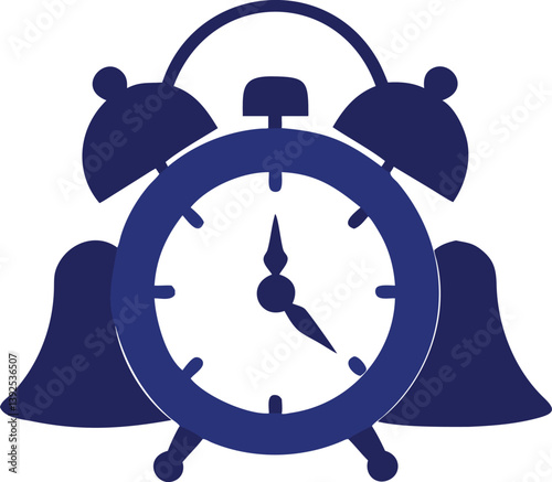 Blue Alarm Clock On Black Background Time Management And Punctuality Concept