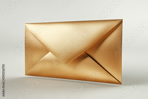 golden envelope isolated on white background. 3d image.