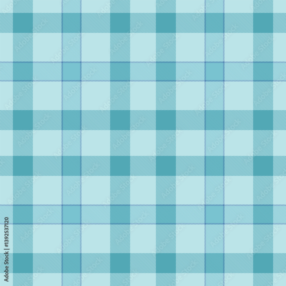 Weave plaid pattern background, print seamless fabric texture. Micro check tartan vector textile in cyan and light colors. Weave plaid pattern background, print seamless fabric texture. Micro check tartan vector textile in cyan and light colors.