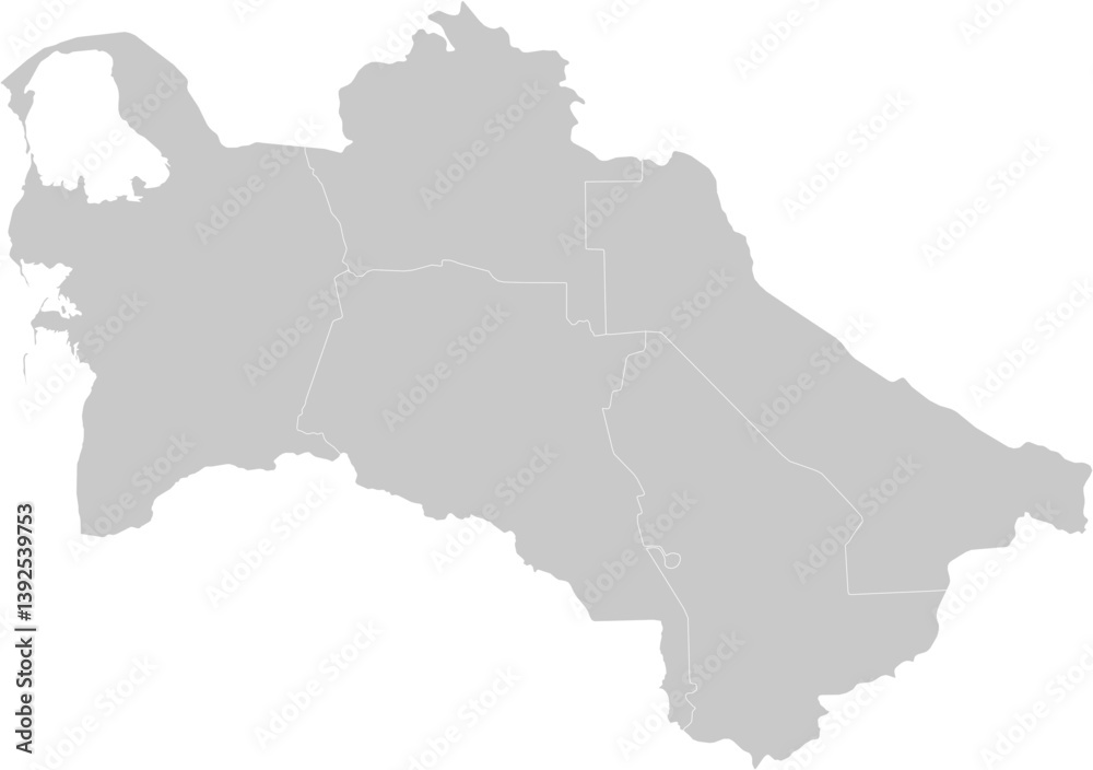 Turkmenistan administrative vector map with level 1 region boundaries – PPT-compatible & fully editable by region Turkmenistan administrative vector map with level 1 region boundaries – PPT-compatible & fully editable by region