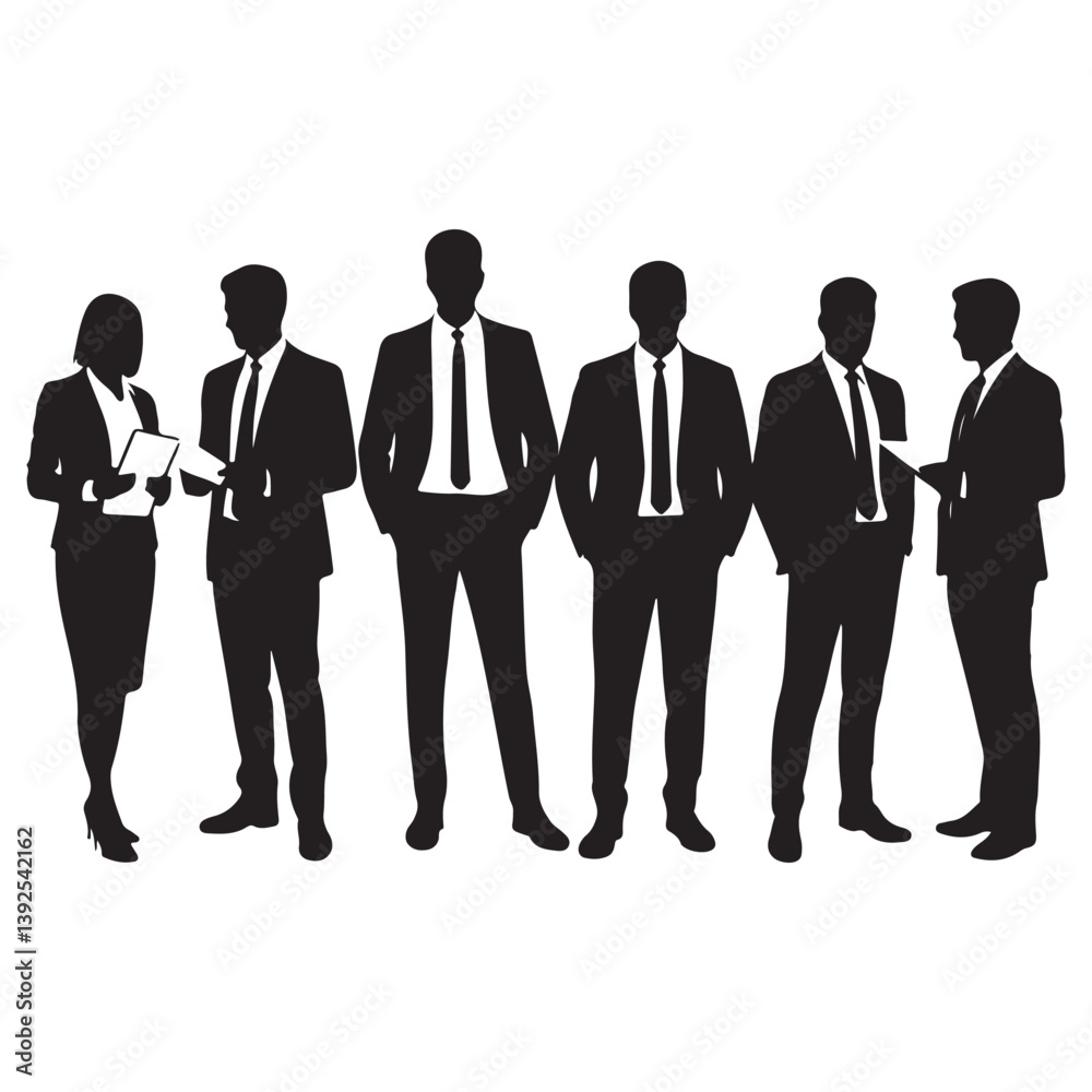group of business people vector silhouette. group of business people vector silhouette.