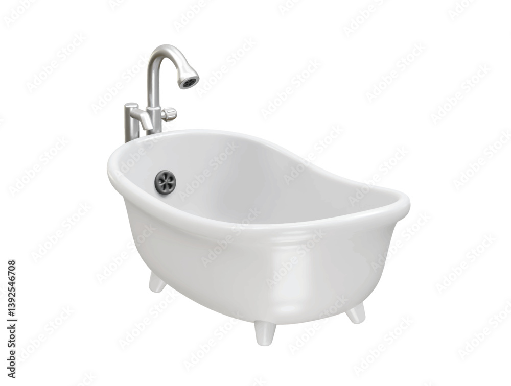 Bathtub with Faucet icon 3d rendering illustration