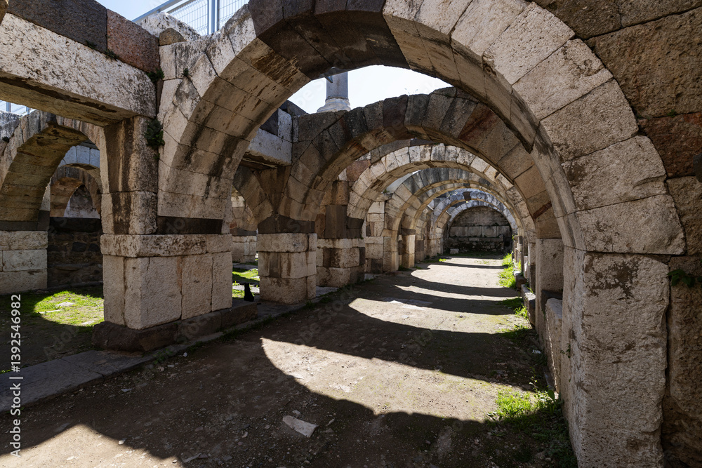 Smyrna agora. With the new works, the ruins of the ancient city began to appear. Agora is located in the center of Izmir. Izmir Turkey