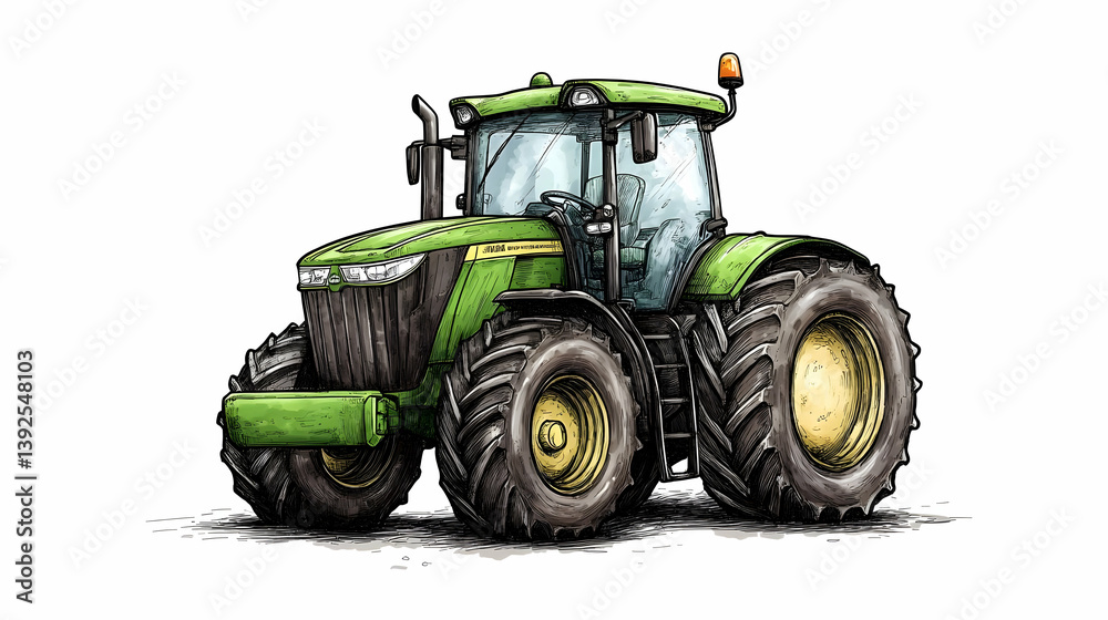 Obraz premium drawing tractor illustration