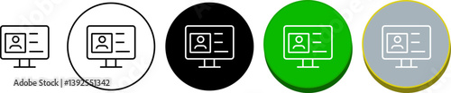 User profile dashboard icon set – modern digital interface ID badge icons for online login, data access, accounts and user management with transparent background.